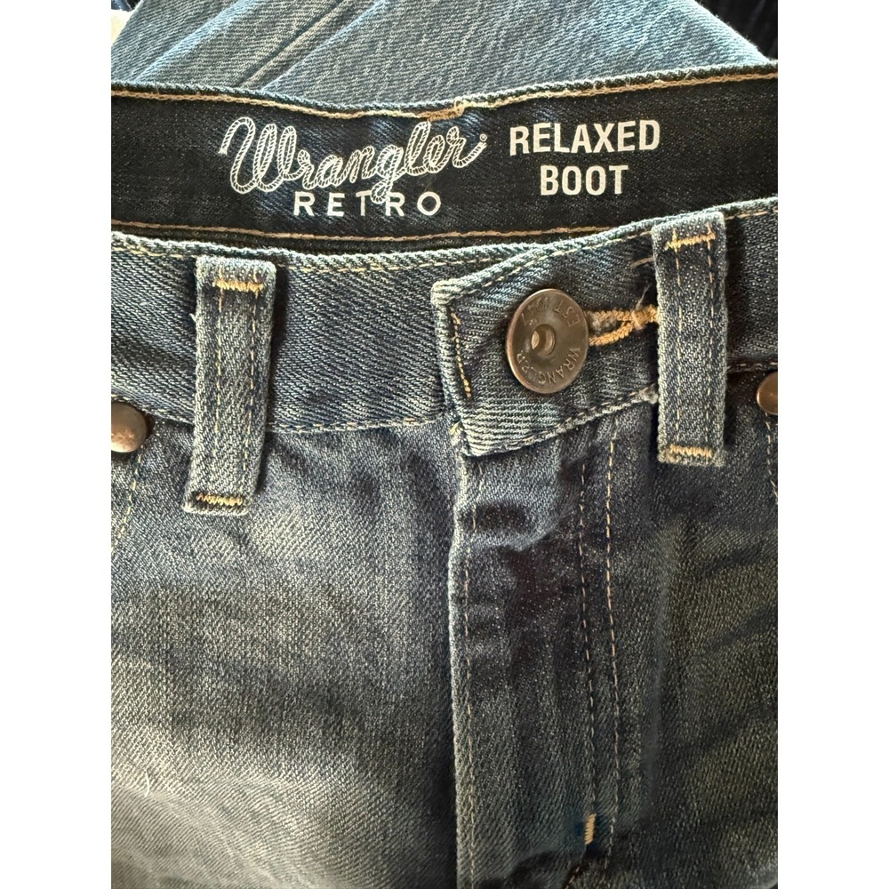 Wrangler Retro Relaxed Boot Denim Jeans Slim Medium Wash Youth Boys 14 28x29 - Picture 6 of 8